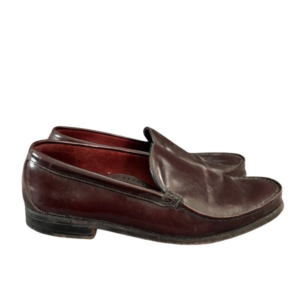 Sebago Mens Burgundy Leather Loafers Made in USA Oxblood Slip On Shoes 9.5